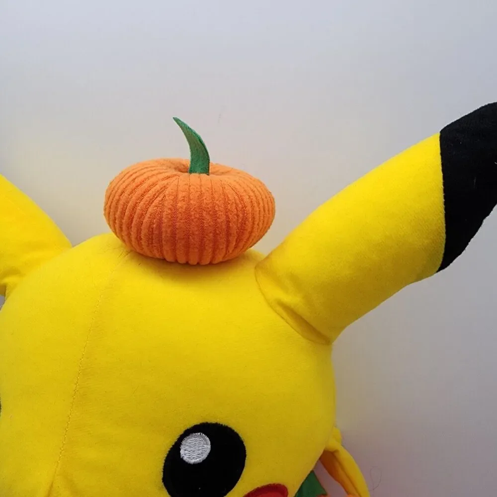 Pikachu Pokemon Halloween Pumpkin Plush 16” Red Cheeks Jack-O-Lantern Toy 2022